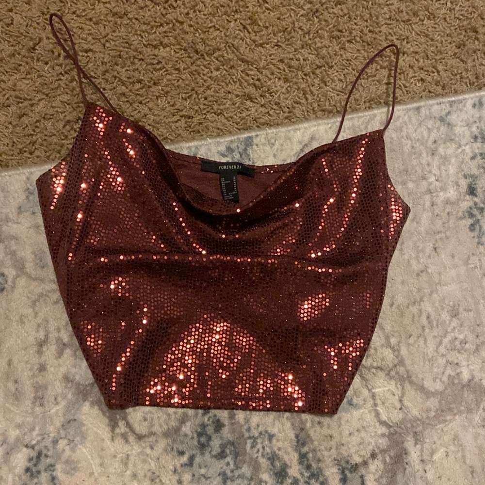 Sparkly purple brown disco crop top